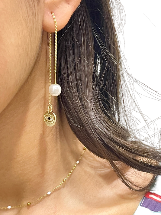 Eye & Pearl Drop Earring